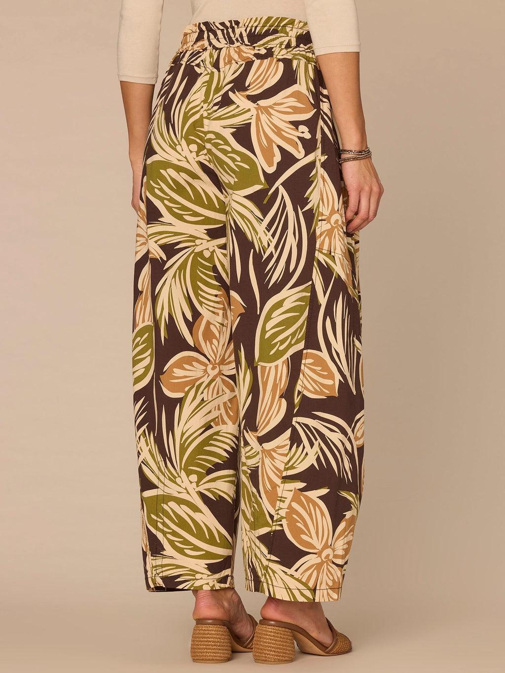 "Ab"leisure Skyrise Printed Snap Hem Glider Relaxed Straight Leg Pants