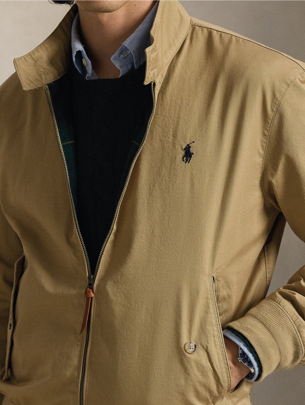 Beige Cotton Twill Sports Jacket