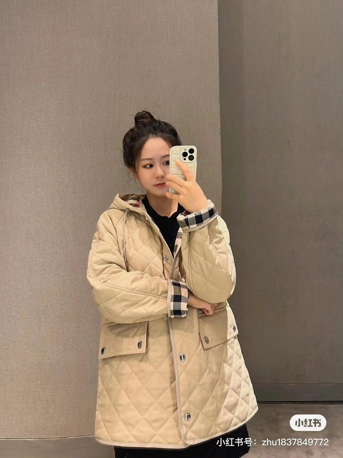 Burberry Diamond-Quilted Hooded Jacket